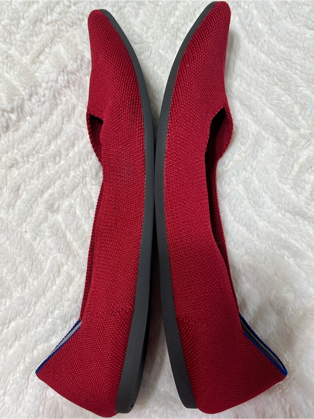 Rothy’s The Point Flats Women’s 9.5 Red Blue Knit Pointed Toe Washable - Picture 4 of 11